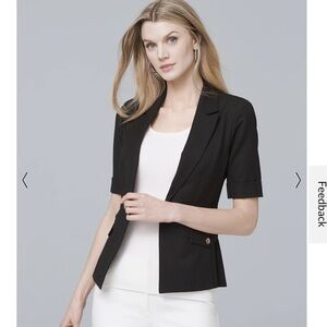 White House Black Market WHBM Black Short-Sleeve Suit Jacket Size 10